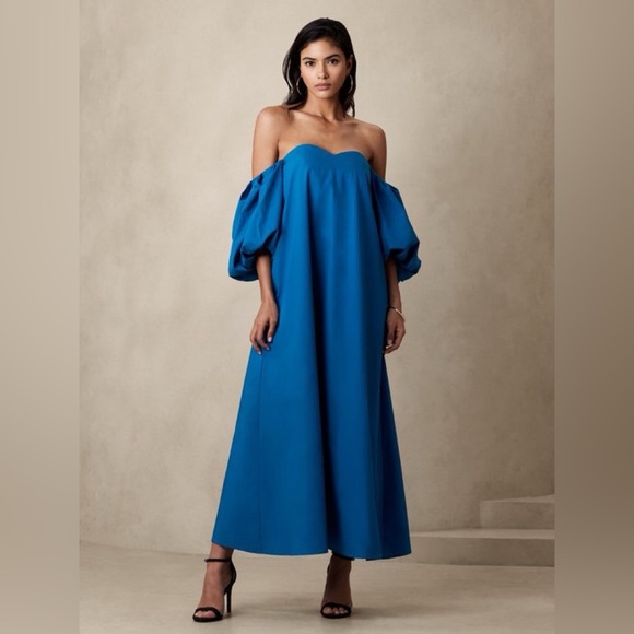 Banana Republic Dresses & Skirts - NWT! Banana Republic Paris Blues Puff Sleeve Maxi Dress - Multiple Sizes 💛